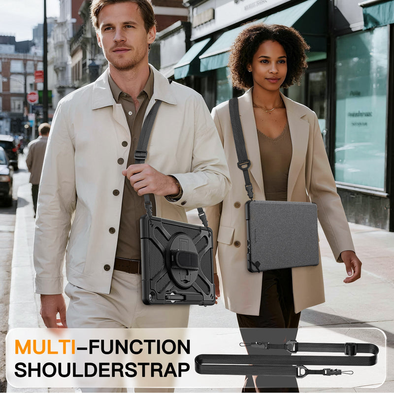 Load image into Gallery viewer, Microsoft Surface Pro 12 (2025) - Heavy Duty 360 Degree Rotate Stand Hand Strap Case With Shoulder Strap
