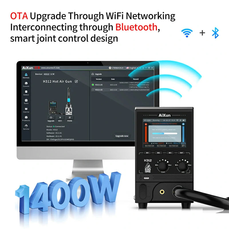 Chargez l&#39;image dans la visionneuse de la galerie, AiXun H312 Smart Hot Air Rework Station – 1400W High-Power Intelligent Rework Solution - Polar Tech Australia

