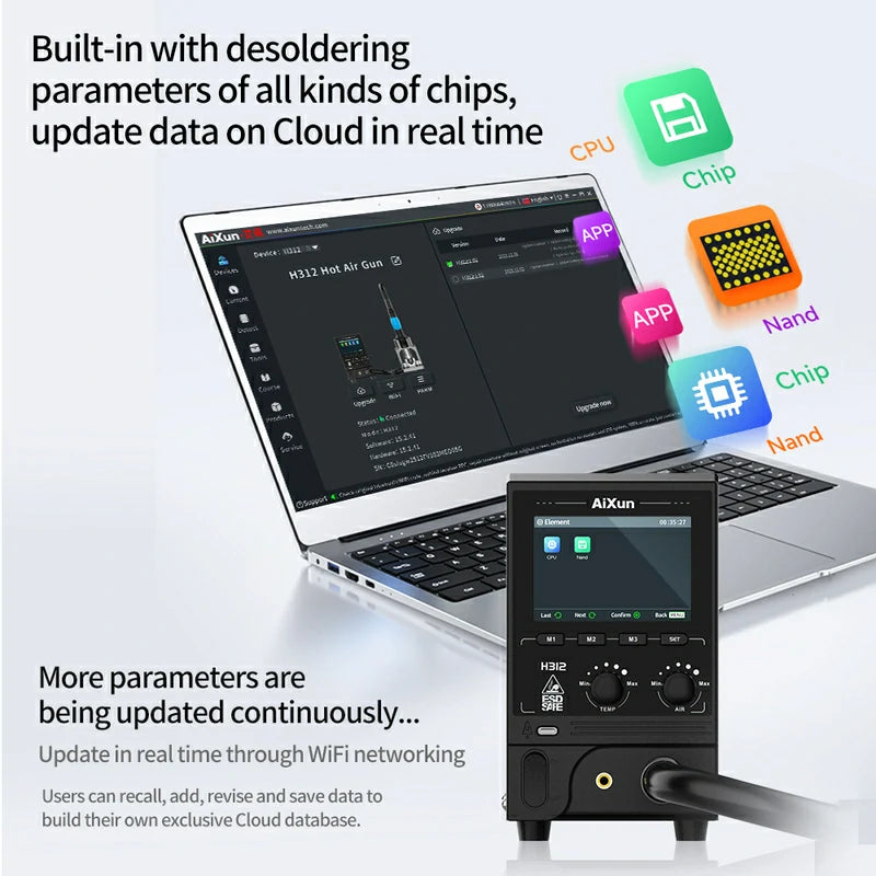 Chargez l&#39;image dans la visionneuse de la galerie, AiXun H312 Smart Hot Air Rework Station – 1400W High-Power Intelligent Rework Solution - Polar Tech Australia

