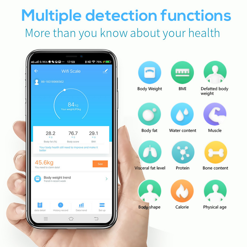 Chargez l&#39;image dans la visionneuse de la galerie, [TUYA Smart Home] Tuya Multiple Detection Functions Smart Life Wifi BMI Scale - Polar Tech Australia
