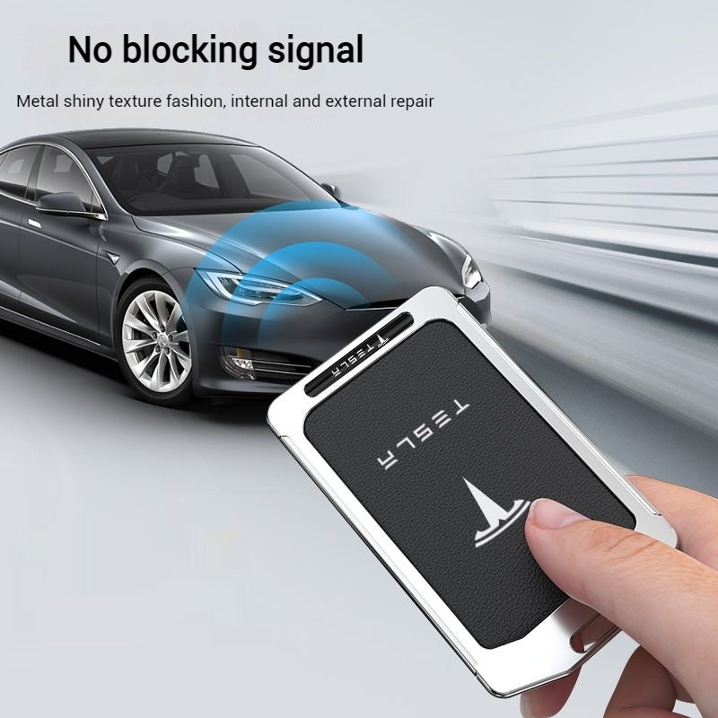 Cargue la imagen en el visor de la galería, Tesla Alloy-Framed Leather Card Key Case for Model 3 &amp; Model Y
