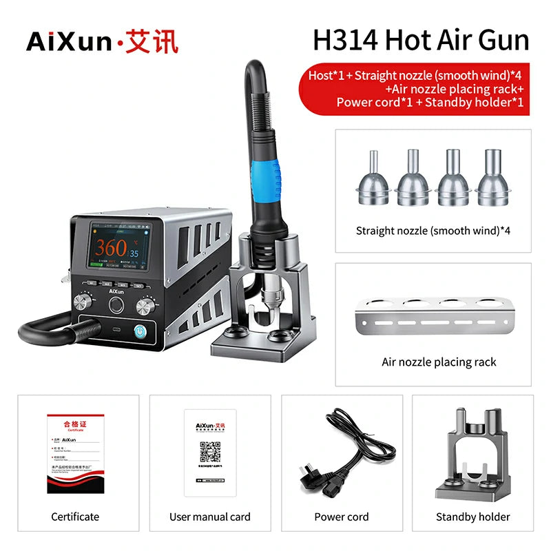 Chargez l&#39;image dans la visionneuse de la galerie, [H314] AiXun 1400W Smart Hot Air Rework Station – Intelligent SMD/BGA Repair - Polar Tech Australia
