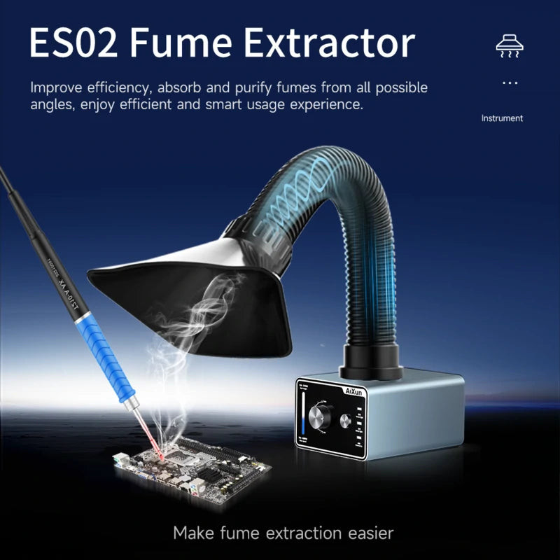 Load image into Gallery viewer, [AiXun ES02] Desktop Fume Extractor – Soldering Smoke Absorber with LED Light - Polar Tech Australia
