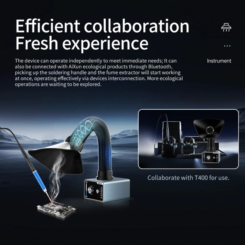 Load image into Gallery viewer, [AiXun ES02] Desktop Fume Extractor – Soldering Smoke Absorber with LED Light - Polar Tech Australia
