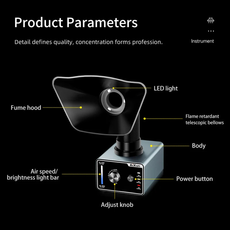 Load image into Gallery viewer, [AiXun ES02] Desktop Fume Extractor – Soldering Smoke Absorber with LED Light - Polar Tech Australia
