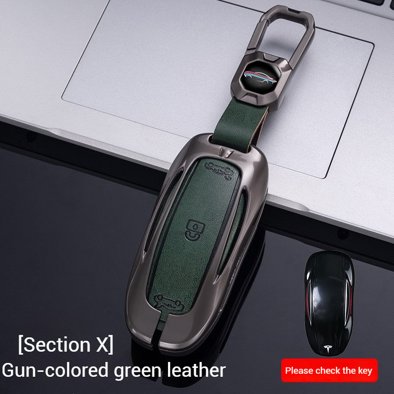 Cargue la imagen en el visor de la galería, Tesla Metal + PU Leather Smart Car Key Fob Case for Model 3, S, Y, X
