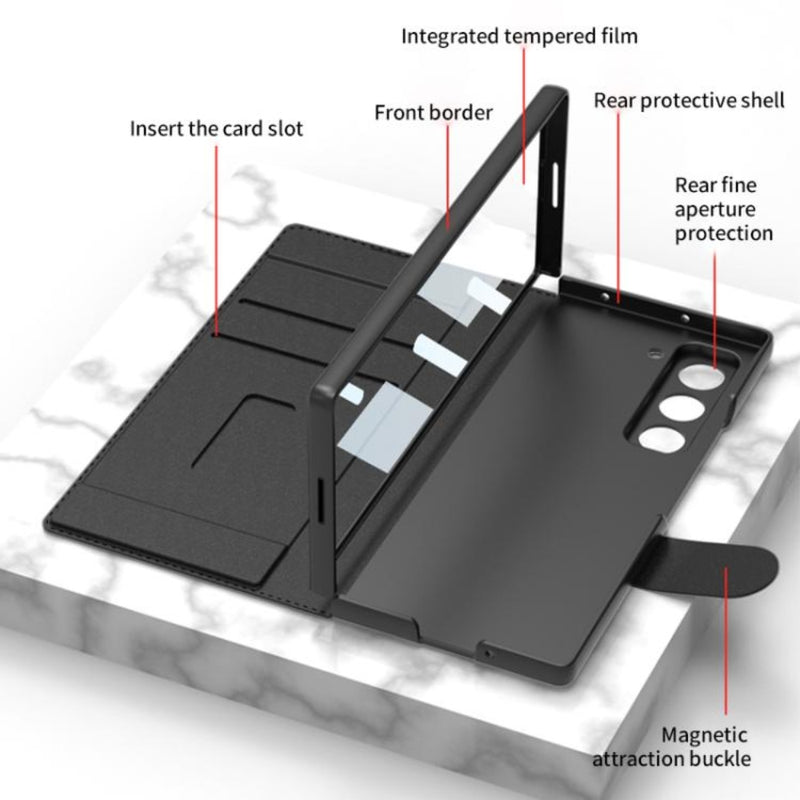 Cargue la imagen en el visor de la galería, Samsung Galaxy Z Fold7 5G - GKK Integrated Armor Flip Leather Case with Pen Slot, Stylus Not Included
