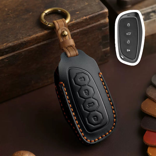 Great Wall Handcrafted Genuine Leather Car Key Fob Case Cover For Haval F5, M6, H6, Shenshou, Cool Dog, Soar Max