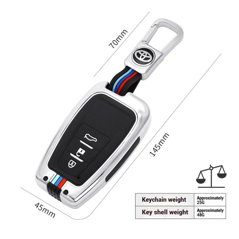 Load image into Gallery viewer, Toyota Metal Shell &amp; Soft Silicone Full Protection Car Key Fob Case Cover For Camry RAV4 Highlander Avalon C-HR Prius Corolla
