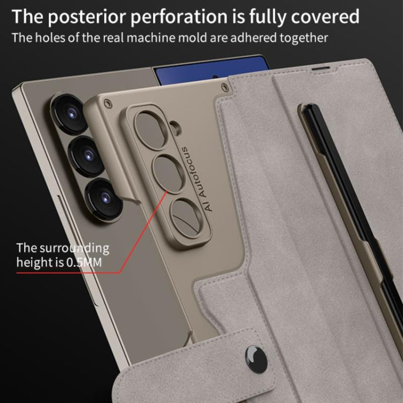Cargue la imagen en el visor de la galería, Samsung Galaxy Z Fold7 5G - GKK Integrated Armor Flip Leather Case with Pen Slot, Stylus Not Included

