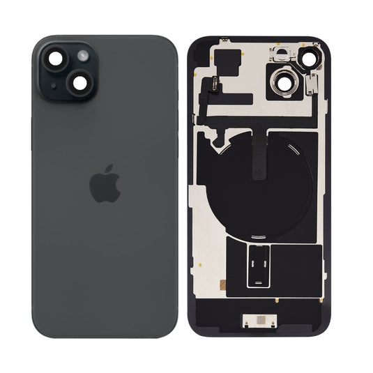 [Assembly With Flex] Apple iPhone 15 - Back Rear Glass With Camera Lens, Flash Light Flex & Magsafe Magnet Ring NFC Wireless Charging Flex