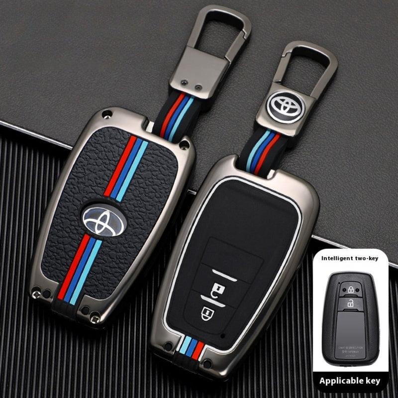 Load image into Gallery viewer, Toyota Metal Shell &amp; Soft Silicone Full Protection Car Key Fob Case Cover For Camry RAV4 Highlander Avalon C-HR Prius Corolla
