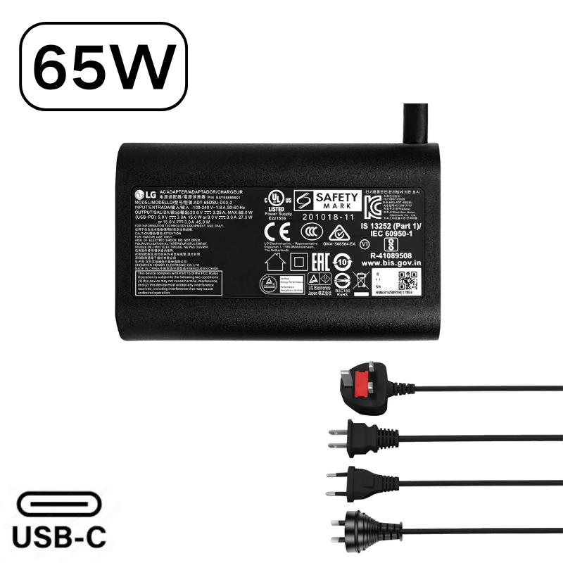 Cargue la imagen en el visor de la galería, [65W][Type-C] Genuine Original LG Gram USB C - Laptop AC Wall Travel Charger Travel Adapter - Polar Tech Australia
