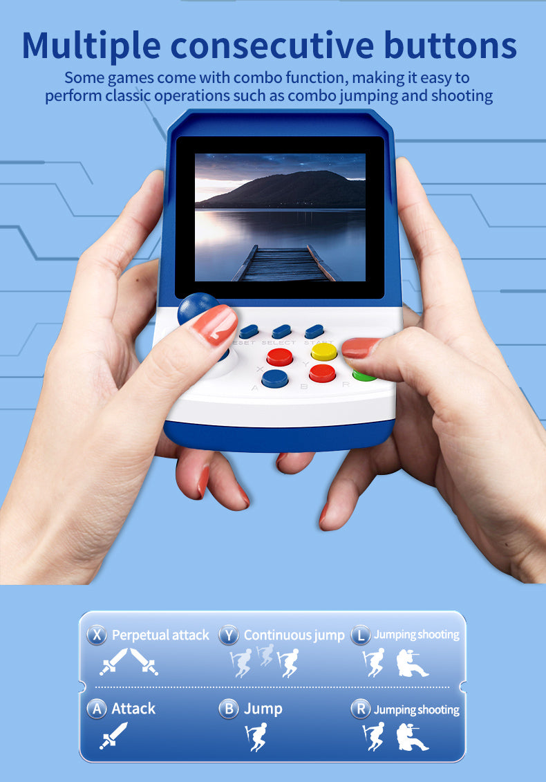 Load image into Gallery viewer, POWKIDDY A6 Plus Retro Handheld Game Console with 100+ Classic Games Portable Game Player with 3D Rocker 2 Wired Gamepads Support TV Connection - Polar Tech Australia
