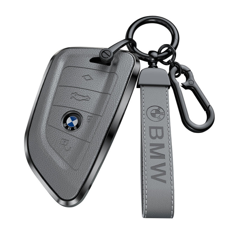 Cargue la imagen en el visor de la galería, BMW Zinc Alloy + Leather Protection Car Key Fob Case Cover For 1, 2, 3, 5, 7 Series, X3, X5, X6
