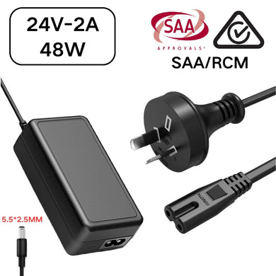 [SAA/RCM][24V][5.5x2.5 & 5.5x2.1] Universal Computer/Monitor/LED Strip/Light Module/Speaker/CCTV/Router/Camera - Power Supply Adapter Wall Charger