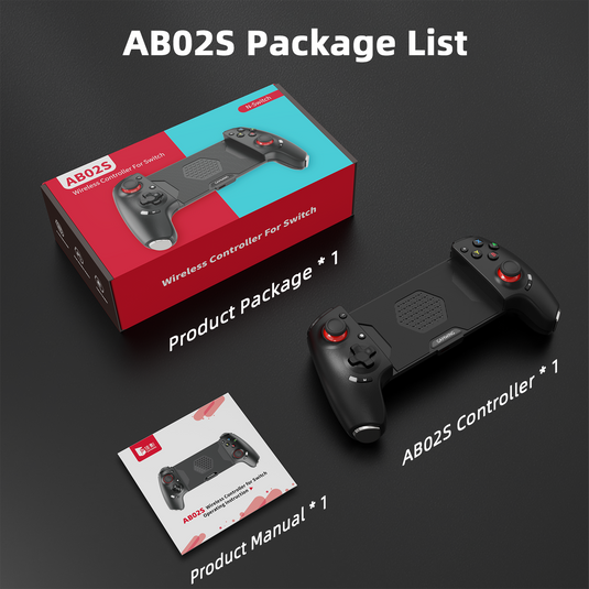 AB02S Wireless Game Controller for Switch & iOS Hall Effect Joystick 6-Axis Gyro Turbo Programmable Dual Vibratio
