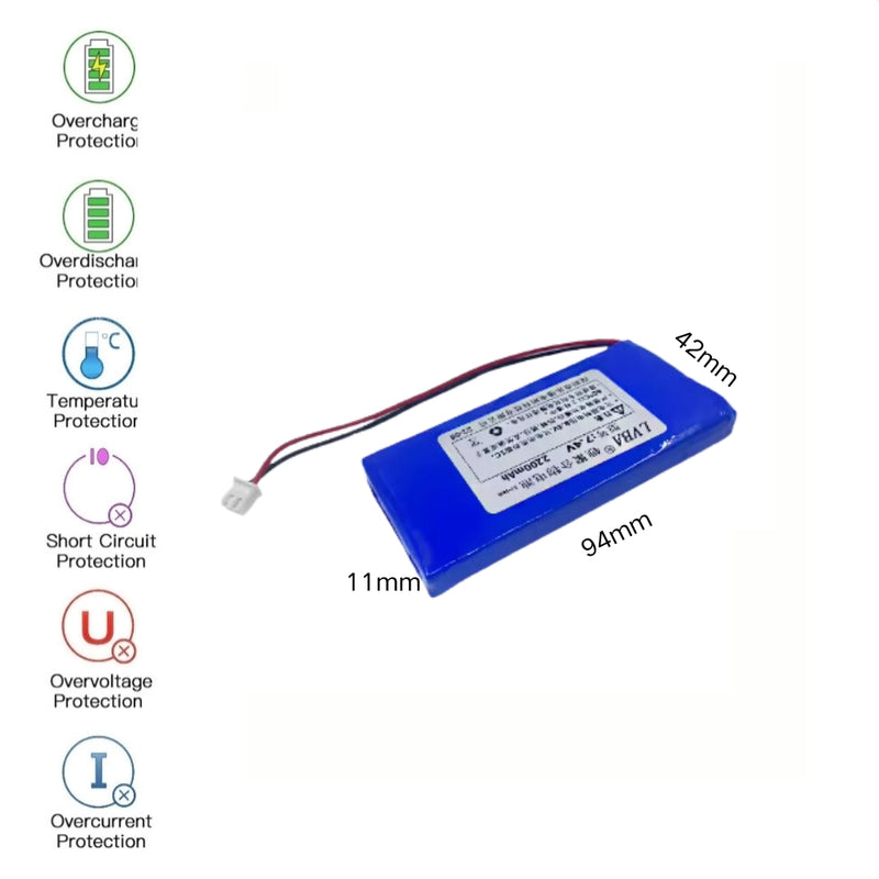 Cargue la imagen en el visor de la galería, [PH2.0-JST Connector][114292] Universal 2200mAh 7.4V Rechargeable Li-Ion Lithium Polymer Battery - Polar Tech Australia
