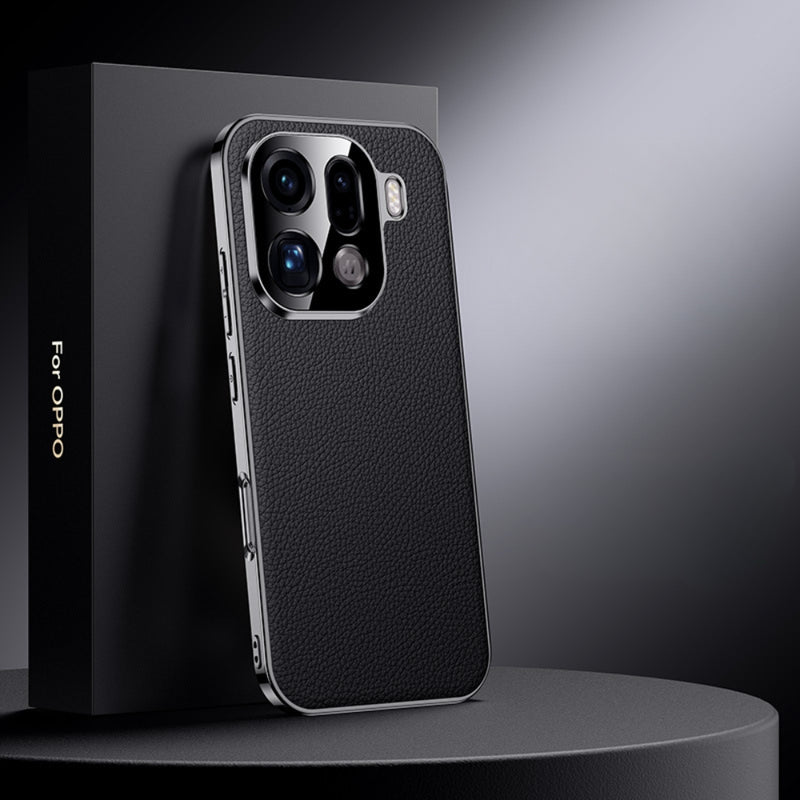 Load image into Gallery viewer, OPPO Find X9 Pro - Electroplated Genuine Leather Pebbled Case
