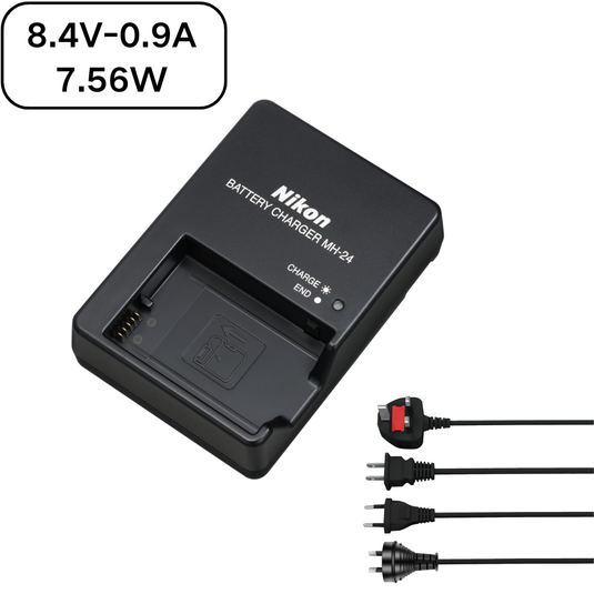 [MH-24][8.4V-0.9A] Nikon D3400 D3100 D3200 D5100 D5200 P7100 D5300 D5600 D5600 D3300 D5200 D3500 Series - Camera Charger Power Supply Adapter