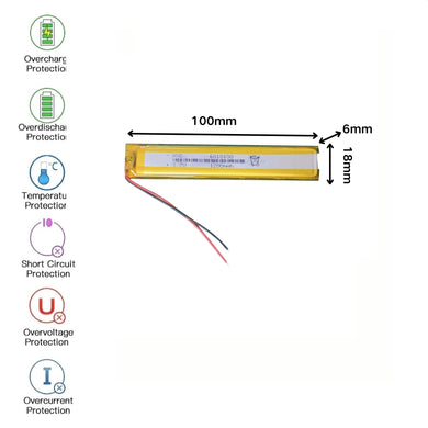 [PH2.0-JST Connector][6018100] Universal 1200mAh 3.7V Rechargeable Li-Ion Lithium Polymer Battery - Polar Tech Australia
