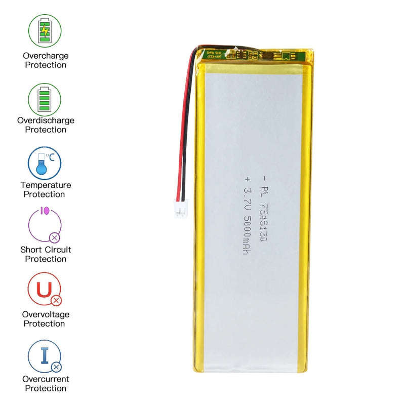 Load image into Gallery viewer, [PH2.0-JST Connector][7542133] Universal 5000mAh 3.7V Rechargeable Li-Ion Lithium Polymer Battery - Polar Tech Australia
