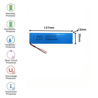 [PH2.0-JST Connector][1235127] Universal 7000mAh 3.7V Rechargeable Li-Ion Lithium Polymer Battery - Polar Tech Australia