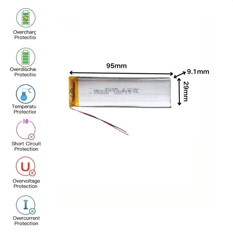 Load image into Gallery viewer, [PH2.0-JST Connector][912995] Universal 3300mAh 3.7V Rechargeable Li-Ion Lithium Polymer Battery - Polar Tech Australia
