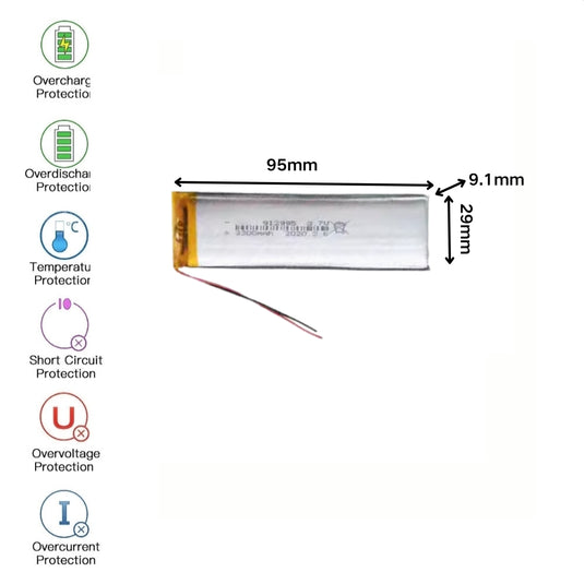 [PH2.0-JST Connector][912995] Universal 3300mAh 3.7V Rechargeable Li-Ion Lithium Polymer Battery - Polar Tech Australia