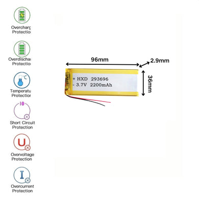 [PH2.0-JST Connector][293696] Universal 2200mAh 3.7V Rechargeable Li-Ion Lithium Polymer Battery - Polar Tech Australia