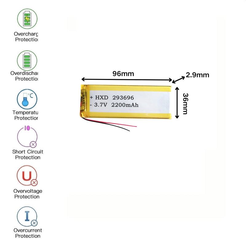 Load image into Gallery viewer, [PH2.0-JST Connector][293696] Universal 2200mAh 3.7V Rechargeable Li-Ion Lithium Polymer Battery - Polar Tech Australia
