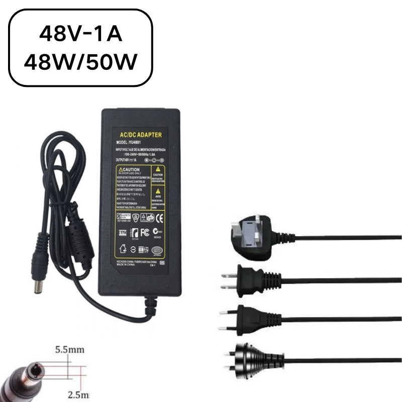 Chargez l&#39;image dans la visionneuse de la galerie, [48V-1A/1.04A][5.5x2.5] Universal Computer/Monitor/CCTV POE Switch - Power Supply Adapter Wall Charger - Polar Tech Australia
