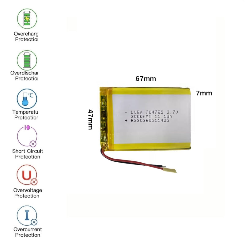 Load image into Gallery viewer, [PH2.0-JST Connector][704765] Universal 3000mAh 3.7V Rechargeable Li-Ion Lithium Polymer Battery - Polar Tech Australia
