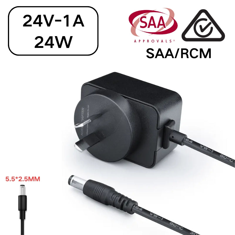 Chargez l&#39;image dans la visionneuse de la galerie, [SAA/RCM][24V][5.5x2.5 &amp; 5.5x2.1] Universal Computer/Monitor/LED Strip/Light Module/Speaker/CCTV/Router/Camera - Power Supply Adapter Wall Charger
