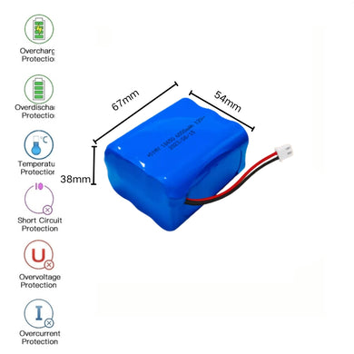 [PH2.0-JST Connector][18650] Universal 6000mAh 12V Rechargeable Li-Ion Lithium Polymer Battery - Polar Tech Australia