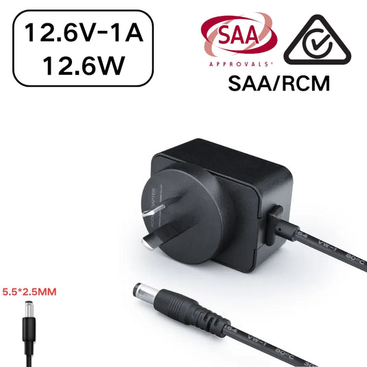 [SAA/RCM][12.6V][5.5x2.5 & 5.5x2.1] Universal Computer/Monitor/LED Strip/Light Module/Speaker/CCTV/Router/Camera - Lithium Battery Power Supply Adapter Wall Charger