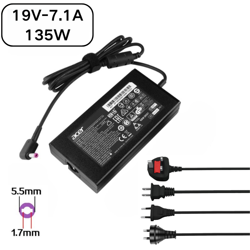 Chargez l&#39;image dans la visionneuse de la galerie, [19V-7.1A/135W][5.5x1.7] Acer Nitro 5 AN515-51 N19C5 &amp; Aspire VN7-591 AC Power Supply Adapter Charger - Polar Tech Australia

