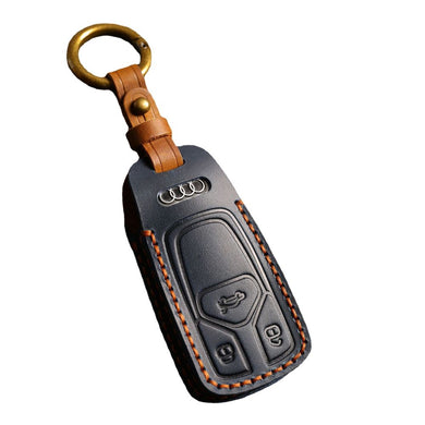 Audi Handcrafted Genuine Leather Car Key Fob Case Cover For A3, A4, A5, A6, A8, Q2, Q5, Q7, Q8, e-tron