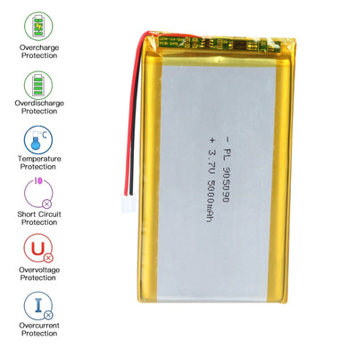[PH2.0-JST Connector][905090] Universal 5000mAh 3.7V Rechargeable Li-Ion Lithium Polymer Battery - Polar Tech Australia