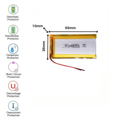 [PH2.0-JST Connector][103665] Universal 3000mAh3.7V Rechargeable Li-Ion Lithium Polymer Battery - Polar Tech Australia