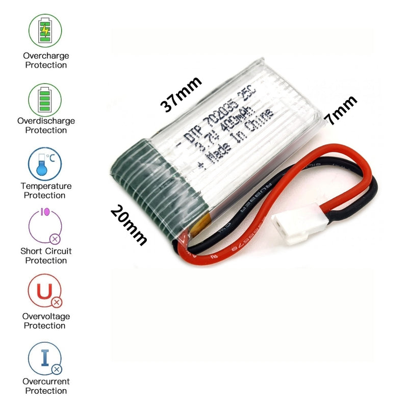 Load image into Gallery viewer, [PH2.0-JST Connector][702035] Universal 400mAh 3.7V Rechargeable Li-Ion Lithium Polymer Battery - Polar Tech Australia
