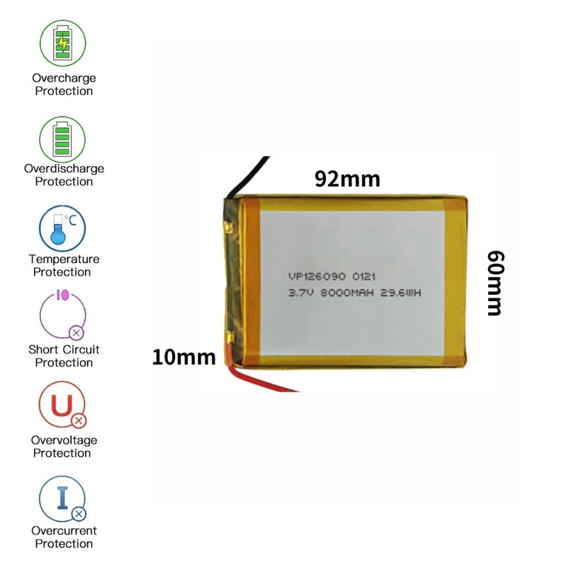 Load image into Gallery viewer, [PH2.0-JST Connector][126090] Universal 8000mAh 3.7V Rechargeable Li-Ion Lithium Polymer Battery - Polar Tech Australia
