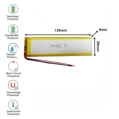 [PH2.0-JST Connector][4038135] Universal 3000mAh 3.7V Rechargeable Li-Ion Lithium Polymer Battery - Polar Tech Australia