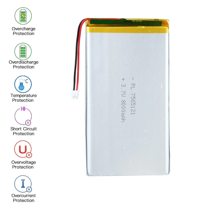 Load image into Gallery viewer, [PH2.0-JST Connector][7565121] Universal 8000mAh 3.7V Rechargeable Li-Ion Lithium Polymer Battery - Polar Tech Australia
