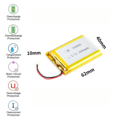 [PH2.0-JST Connector][104060] Universal 3000mAh3.7V Rechargeable Li-Ion Lithium Polymer Battery - Polar Tech Australia