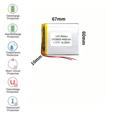 [PH2.0-JST Connector][106065] Universal 4400mAh 3.7V Rechargeable Li-Ion Lithium Polymer Battery - Polar Tech Australia