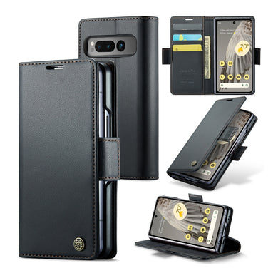 Google Pixel Fold - Butterfly Buckle Litchi Texture RFID Anti-theft Leather Phone Case - Polar Tech Australia