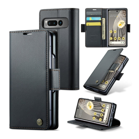 Google Pixel Fold - Butterfly Buckle Litchi Texture RFID Anti-theft Leather Phone Case - Polar Tech Australia