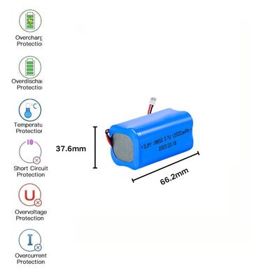 [PH2.0-JST Connector][18650] Universal 12000mAh 3.7V Rechargeable Li-Ion Lithium Polymer Battery - Polar Tech Australia