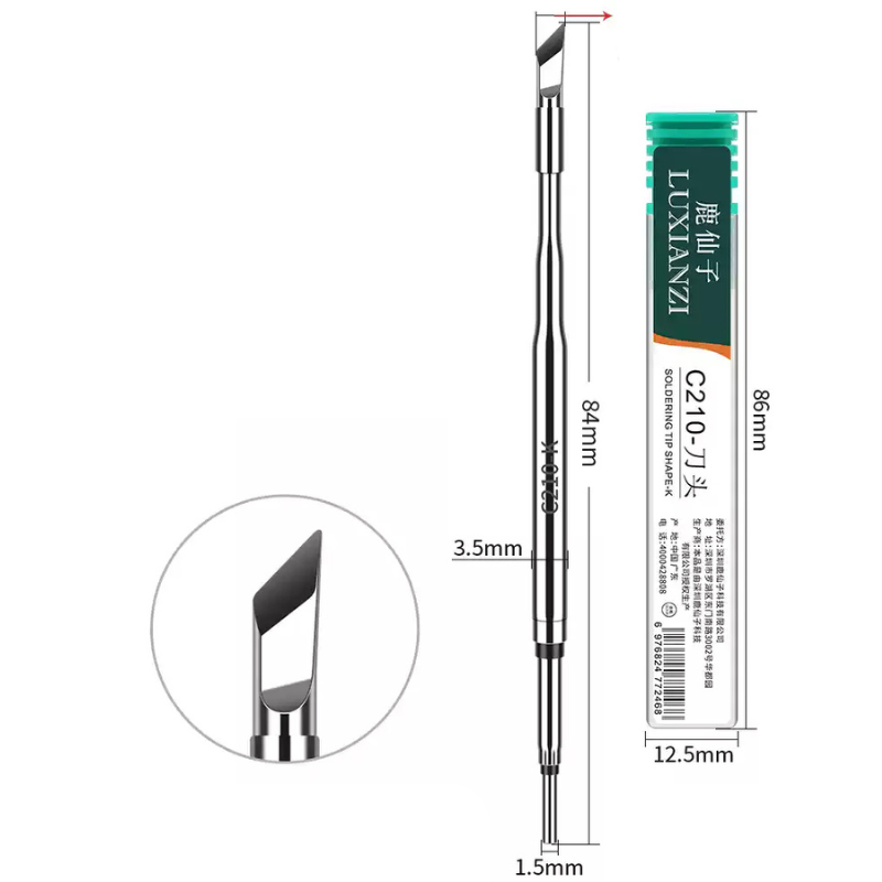 Cargue la imagen en el visor de la galería, [LXZ924211] C210 Soldering Iron Tip Replacement Compatible with JBC T26 Soldering Station Handle, Soldering Iron, Soldering Bent Tip Knife Head - Polar Tech Australia
